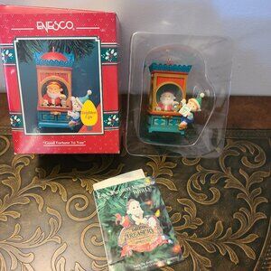 ENESCO CHRISTMAS ORNAMENT: Good Fortune To You 1994 Santa W/ Crystal Ball